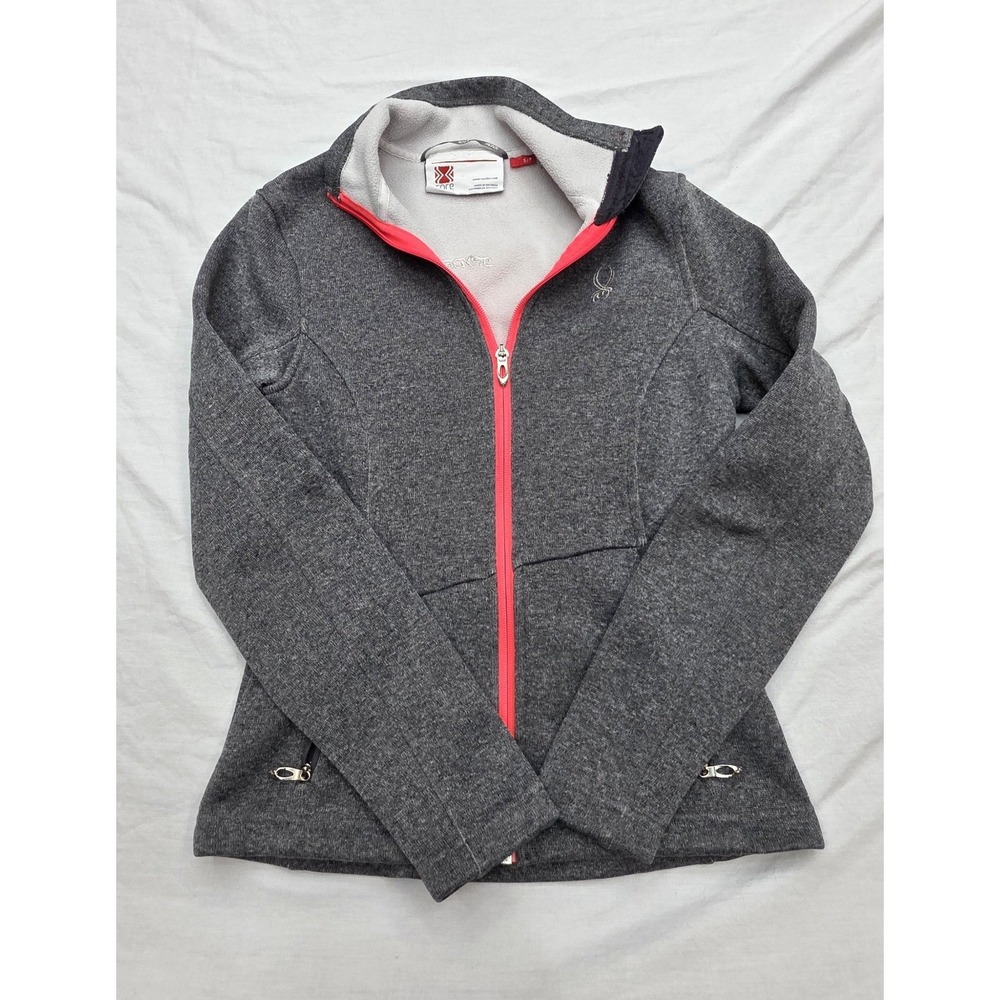 Spyder‎ Women's Core Sweater Gray With Pink Accent Full-zip Sweatshirt Size S/P